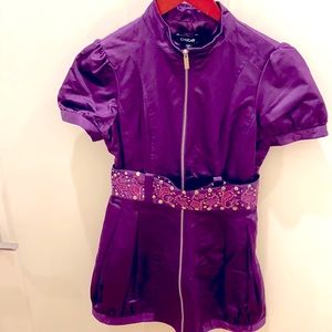 Bebe purple balloon dress with beautiful belt